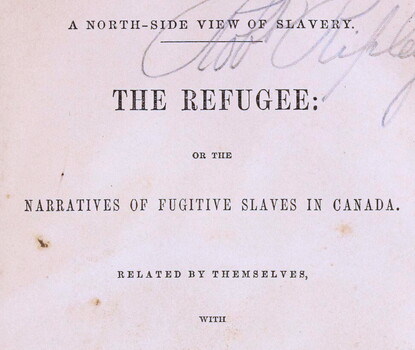 Title page of The Refugee: or the Narrative of Fugitive Slaves in Canada